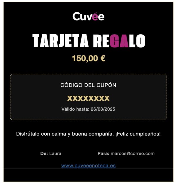 Tarjeta regalo Cuvée enoteca